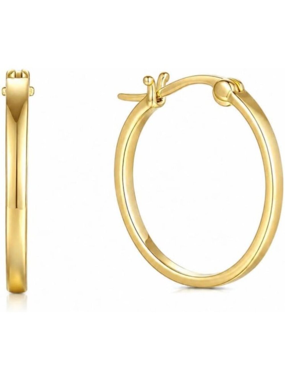 Lightweight 14K Gold Hoop Earrings - Classic Square Tube Design, Timeless